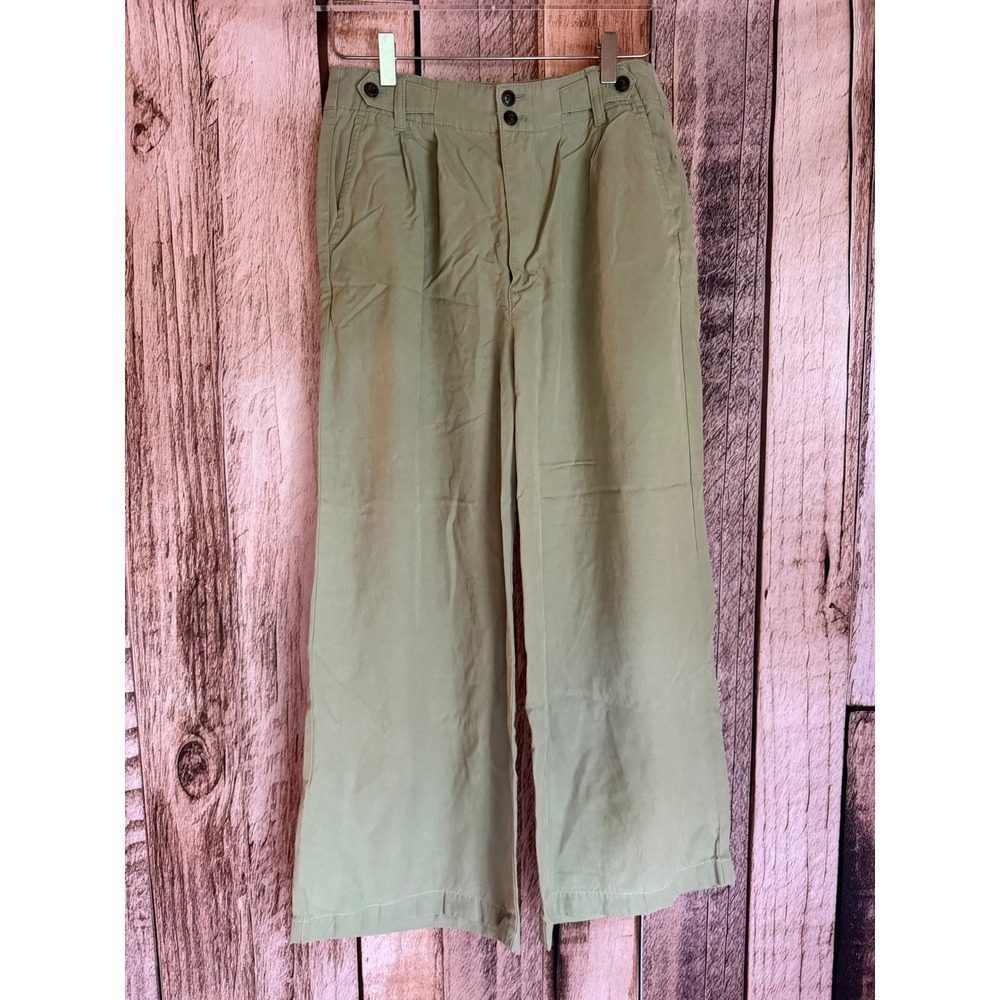 Madewell The Harlow Wide-Leg Pant Sage Green Linen Blend Preppy Classic Size 4
